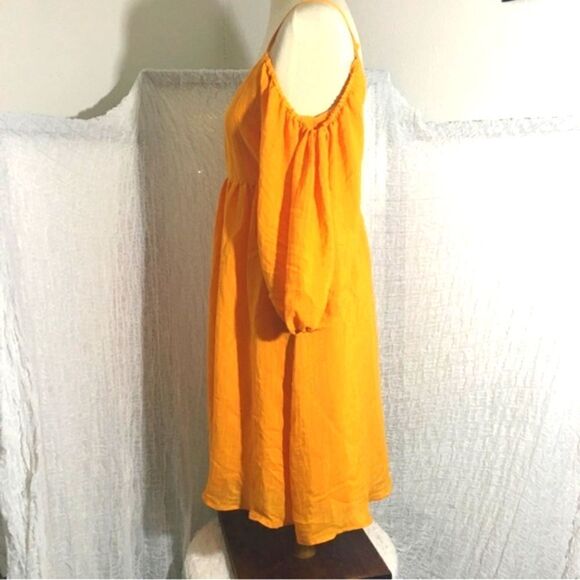 Anthropologie Moulinette Soeurs Yellow Mustard Cold-shoulder Dress Size XS - Picture 6 of 12